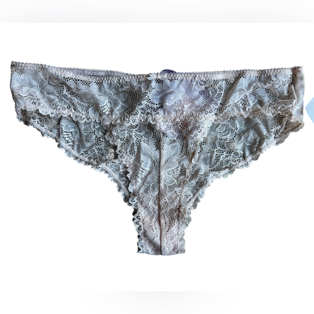NWT SAVAGE X FENTY Floral Lace Cheeky Panties Stretchy Size M Pink Nude Bow Sexy